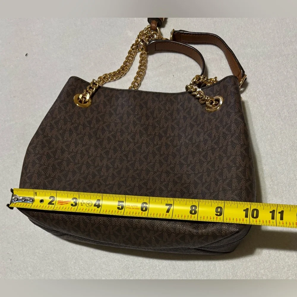 Michael Kors Dark Brown Shoulder Bag with Gold Accents